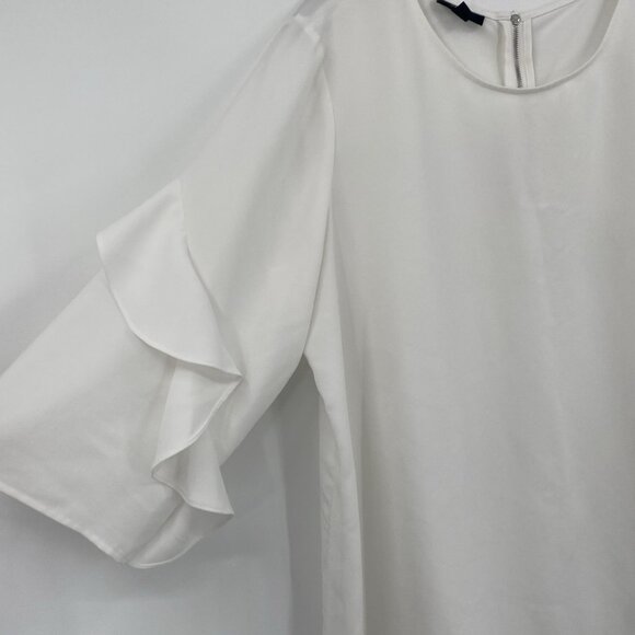 Alfani Women's Size XL White Chiffon Zip-Back Ruffled Sleeve Blouse - Picture 6 of 10